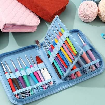 Crochet Hook Case Storage Organizer Bag Elegant Versatile Double Layer Easy To Hold Empty Hook Case For Knitting Accessories