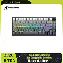 ATTACK SHARK X820 Ultra 75% Wireless Gaming Mechanical Keyboard Hot-Swappable Gasket Mount RGB Backlit BT/2.4G/Wired Custom Keyboard With Smart TFT Display&Knob QMK Driver - Multicolor - View 3