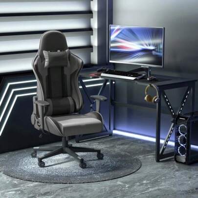 Ergonomischer Bürostuhl Gaming Stuhl Drehstuhl Aus Kunstleder & Schaumstoff Schwarz 67,5x74x126-136cm Für Komfortables Arbeiten & Spielen