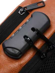 Unisex Lightweight USB Charging Chest Bag With Anti-Theft Password Lock, Crossbody Shoulder Bag - Black - View 5