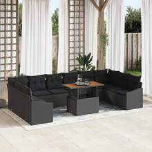vidaXL Garden Dining Set With Cushions 11 Pcs Black And Brown - Black - View 1