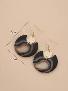 一对手工制作的软粘土仿黑石新月形独特设计耳环，适合度假、派对和日常佩戴。 - 黑色 - 查看 6