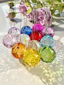 20mm Colorful Crystal Ball Vintage Crystal Pendant Rainbow Suncatcher Suitable For Window Decor, Garden Wind Chime Crafting - A - View 7