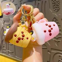 1个2026年畅销创意奶茶杯奶牛挤压玩具钥匙扣，卡通趣味减压挂件，背包挂件，完美礼物，节日礼物，生日礼物，趣味礼物，情人节礼物 - 彩色 - 查看 2