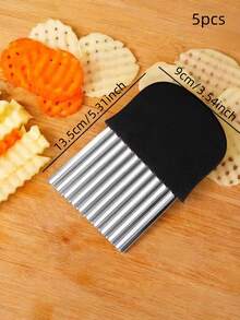 1 pieza Cuchillo de patatas ondulado de acero inoxidable, cortador de hoja ondulada, herramienta de corte de verduras de cocina - acanalado - Ver 11