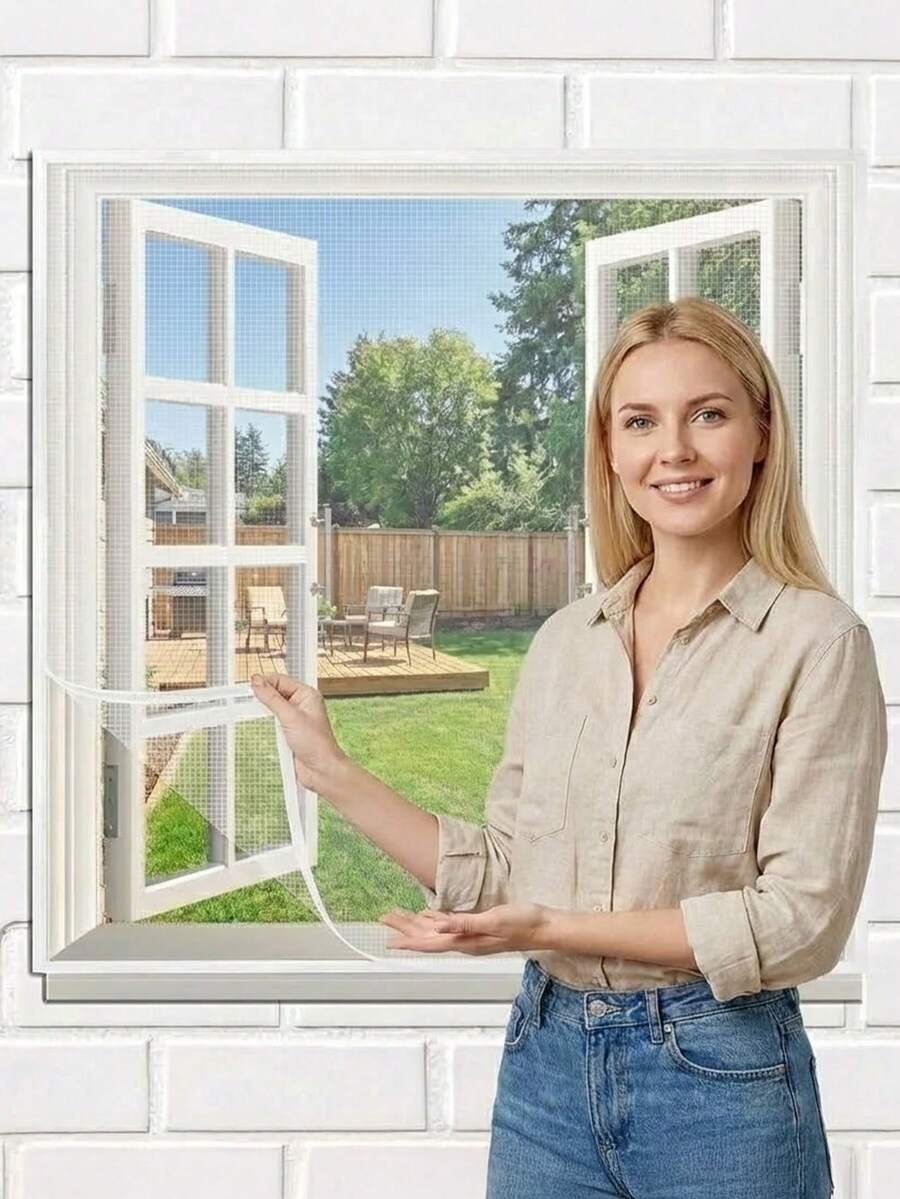 Malla de repuesto para ventana blanca, red antiinsectos transpirable, cortina de insectos lavable, fácil de instalar - Malla de ventana - Ver 1