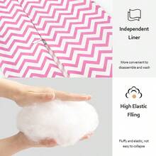 3D Ergonomic U-Shaped Nursing Pillow - Removable Polyester Fiber Cover, Machine Washable, Portable And Compressible Lumbar And Neck Support Cushion, Provides Nursing Support For Moms - Pink Stripes - View 5