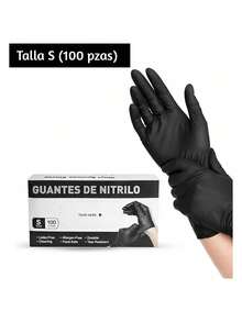 Guantes de Nitrilo Desechables, Libre de Látex y Polvo, Talla S, Flexibles, Resistentes, Textura Lisa, Diseño Ambidiestro, Ajuste Perfecto. Bluelander - 100 piezas negras - Ver 8