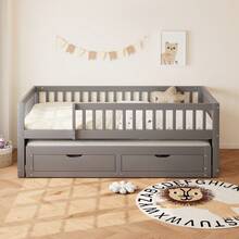 Bed Frames - Grey + Wood + 90cm*200cm - View 7