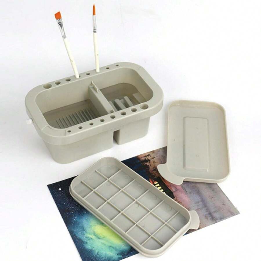 Balde de Lavagem Multifuncional, Adequado para Limpeza de Tintas Acrílicas, Aquarela e à Base de Água, Inclui Suporte para Pincel, Bandeja, Bacia de Limpeza, Balde, Paleta e Caixa de Armazenamento