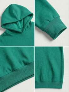 简约设计，女士舒适宽松长款纯色连帽衫，适合秋冬季节，衣橱必备单品，休闲日常穿着，办公休闲皆宜，显瘦休闲上衣，柔软舒适的休闲卫衣，度假必备，女士春冬服装，女士外套，时尚女士连帽衫 - 綠色 - 查看 7