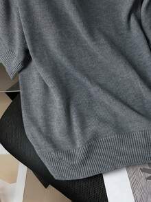 2026 Spring/Summer New Lightweight Stretchy Crew Neck Knit Cover Up, Versatile & Elegant Vacation Wear - Grey - View 8