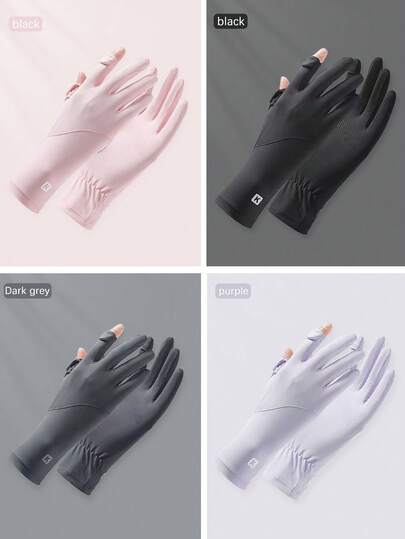 زوج من قفازات النساء المضادة للأشعة فوق البنفسجية، قفازات بدون أصابع رقيقة وقابلة للتنفس مع أساور طويلة للرسغ، مناسبة للقيادة والدراجة والسفر في الهواء الطلق صيفًا