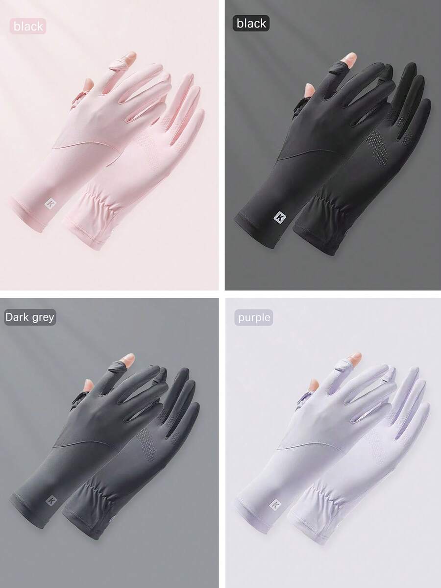 1 đôi găng tay chống tia UV dành cho nữ, găng tay mỏng thoáng khí không ngón với cổ tay dài, thích hợp cho lái xe, đạp xe, du lịch ngoài trời vào mùa hè.