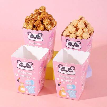 10/20pcs Party Popcorn Boxes, Paper Candy Containers, Cute Cartoon Food Holders Suitable For Valentine's Day, Birthday, Sleepover Party, Movie Night, Gifts
