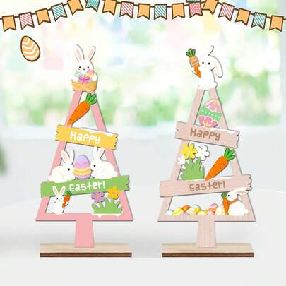 1 món đồ trang trí hình thỏ Phục Sinh, thỏ gỗ, cà rốt, trứng để bàn, đồ trang trí không khí lễ hội, thích hợp cho văn phòng, trường học, trang trí nhà cửa, trang trí lễ Phục Sinh.
