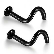 Giga 2PCS Glass Screwed Nose Rings Studs Retainer Holder Stretching Kits Flat Piercing Body Jewelry 16G 18G Hypoallergenic - 2101 - View 14