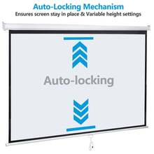 Projection Screen Manual Pull Down Projector Movie Screen 72/80//120 - 100" (16:9) Đen - Xem 11