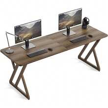 2 Person Desk, 78.7-Inch Long Computer Desk, Double Office Desk With Metal Legs, Extra Long Work Table For 2 People, Wooden Workstaion Writing Table For Home Office - Vàng mờ - Xem 4