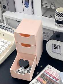 3層抽屜式收納盒，適用於珠寶、髮飾、耳環及小物品，家具辦公室書房桌面收納，珠寶收納盒，抽屜式化妝品收納，臥室裝飾桌面收納，居家桌面抽屜收納盒，適合女性 - 彩色 - 查看 4