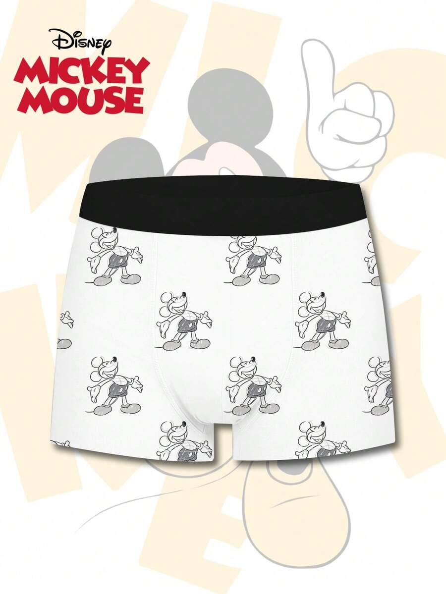 Disney 时尚男士3D快乐印花平角内裤，日常居家必备内衣