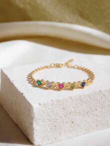 Customized 1-4 Names Heart-Shaped Birthstone Bracelet, Mother's Day/Valentine's Day/Birthday/Anniversary/Graduation/Christmas Gift For Family, Friends, Classmates - Red Christmas Gift Box - View 8