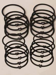 20/50/100个装 弹性简约心形多功能发圈，带金色小珠子，发绳 - 彩色 - 查看 8