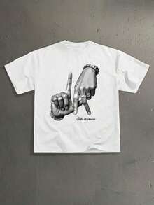 Manfinity Herr Rund Halsad Bokstavstryck Avslappnad Mångsidig Vardagskläder Kortärmad T-shirt Sommarkläder - Vitt - Visa 1