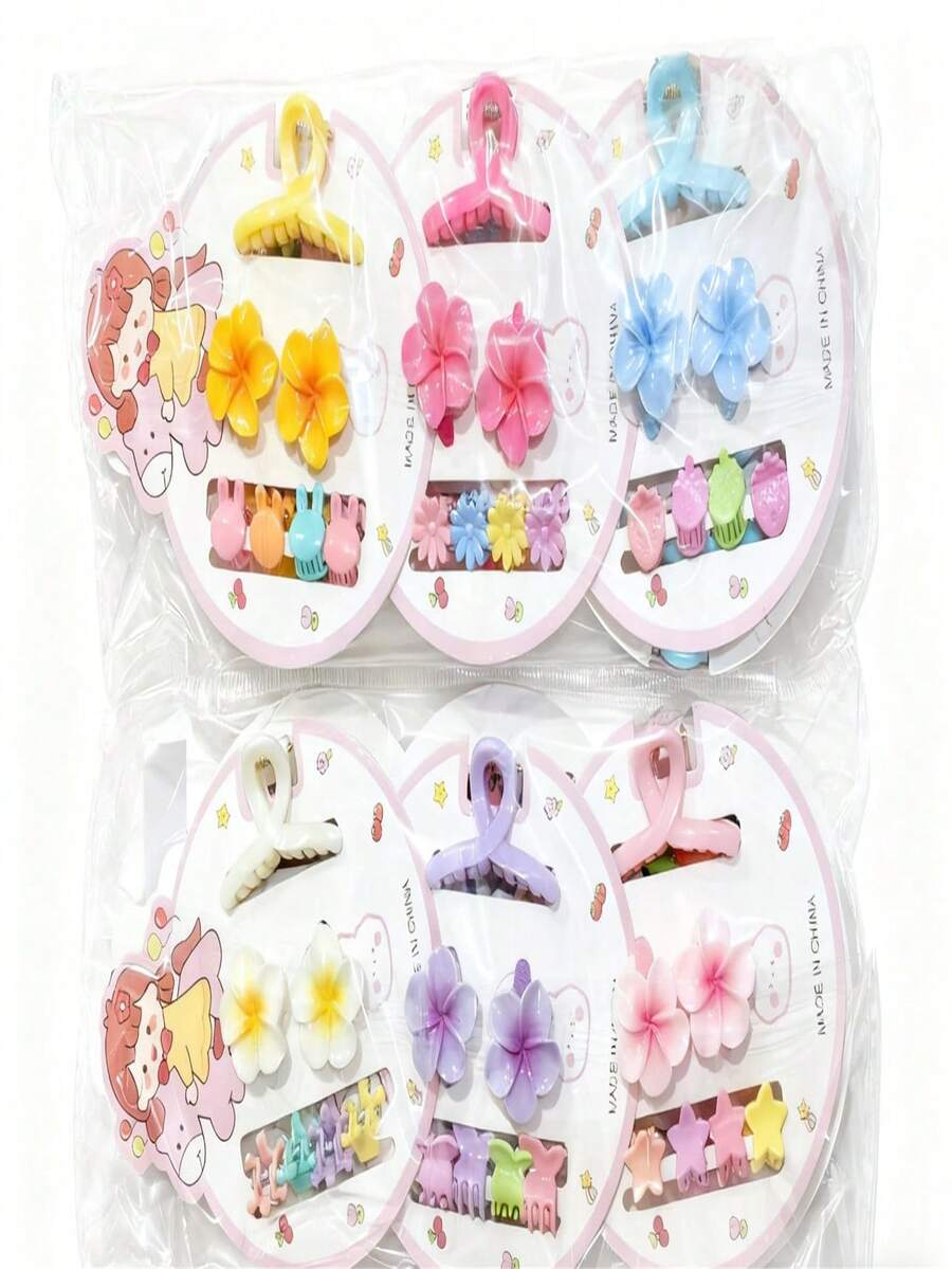 PACK OF 12 Assorted Children's Kits Of Hair Clips With Scrunchies - Model 5 - View 1
