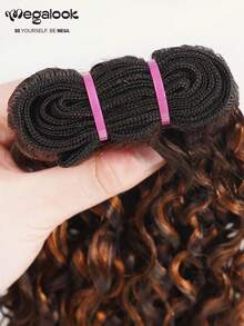 MEGALOOK Dark Brown With Highlight Burmese Curly 100% Human Hair Bundle Finger Coils 12A Unprocessed Virgin Hair Highlight Color Deep Culry Human Hair Weaves 1 Piece For Women - Soft & Full No Shedding Can Be Dyed And Bleached Daily Use Styled Freely Cheap Suitable For Women Will Give You Shining Look For Daily Life, Like Wedding,Makeup,Lashes, Dates, And Party - S4/30 - View 6