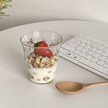 1 件 280ml 耐热粉红玫瑰图案玻璃杯，法式马克杯，可微波炉加热，适合在家喝牛奶、咖啡、茶，优雅清爽的玻璃杯 - 粉紅色玫瑰 - 查看 3