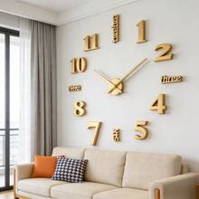 Reloj de pared grande de 16"/36"/47" de diseño moderno, reloj de cuarzo 3D/2D DIY, pegatina de espejo acrílico de moda, decoración del hogar para sala de estar, oficina, regalo - Multicolor - Ver 3