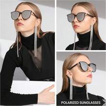 Cyxus Lentes de Sol para Mujeres, Lentes Polarizados Mujeres Lente Retro Protección UV para Conducir, Viajar, Compras - Lente Plata 1945 - Ver 3