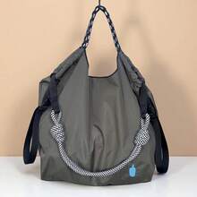 Túi tote nylon gấp gọn dung tích lớn, thêu hình cô gái xinh đẹp, túi đeo vai. - Nhiều màu - Xem 5