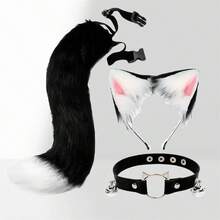 Halloween Animal Ear & Tail Set, Anime Cat Ear Headband, Handmade Cat Ear Headband, Fox Tail Accessory, Cosplay Animal Ear & Tail Set With Bell Collar - Multicolor - View 13