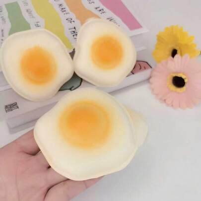 逼真煎蛋造型慢回弹软胶玩具，缓解压力解压玩具