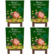 2/4/6PCS St. Patrick's Day Green Chair Covers, Leprechaun And Gold Coin Chair Covers, Suitable For Dining Rooms, Parties, And Restaurants - Green - View 12