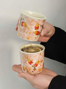 1个小众手绘锦鲤镀金咖啡杯，配木质杯垫，营造温馨氛围，适合制作下午茶拉花咖啡。 - 彩色 - 查看 7