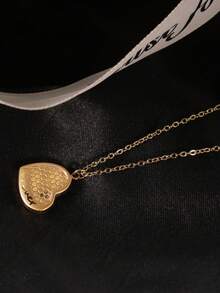 1件18K镀金不锈钢双心吊坠项链，适合女士日常佩戴 - 金色心形魚鱗forever項鍊 - 查看 3