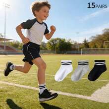 3/6/9/15 Pairs Kids Cartoon Pattern Socks, Breathable Mid-Calf Socks For Home And School Wear, Spring/Summer - Multicolor - View 57