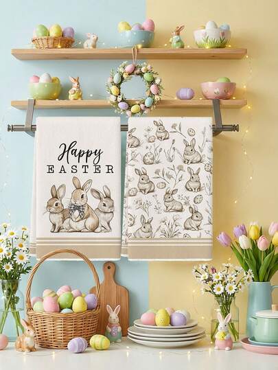 2 Pcs Super Soft Bunny Butt Kitchen Towels Funny Dish Cloths For Home Decor And Gifts, Microfiber Fabric Hand Towels