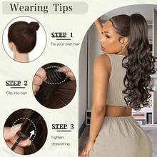 24 Inch Deep Wave Ponytail, High Temperature Fiber Synthetic Clip-In Ponytail Extension, Basic Style - Multicolor - View 6