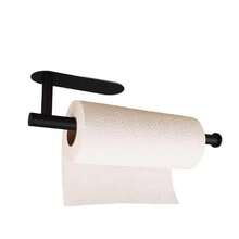 Black Paper Towel Holder, No Punch Wall Mounted Storage Rack - 黑色 - 查看 7