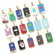 2个/包 不锈钢长方形塔罗牌吊坠,方形直立吊坠,独特小众珠宝配件,DIY珠宝制作组件 - 彩色 - 查看 2