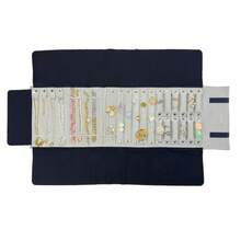UnionPlus Velvet Travel Jewelry Case Roll Bag For Necklaces Brackets Earrings Rings, Black - Black+GreyMulti - View 1