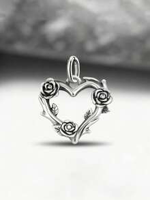 1pc Minimalist Unique 925 Sterling Silver Resin Heart Pendant, DIY Necklace, Delicate Jewelry Gift Suitable For Women And Men - Set 1 - View 5