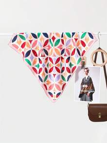 1pc New Fashion Rainbow Clover Print Women Scarf, Luxurious Lightweight Minimalist Warm Scarf, Suitable For Travel And Beach Use - Multicolor - View 10