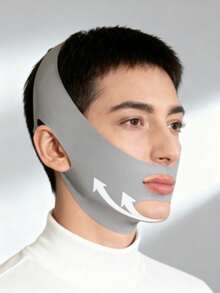 1pc Daily Face Firming Band - V-Line Sculpting Tool With Silk Cooling Fabric, Contour Defining Mask For Beautiful Features. Elevate Your Everyday Beauty - Grey - View 3