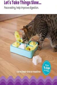 Juguete para gatos Catstages Kitty Cube, rompecabezas interactivo con premio, color azul - Blanco - Ver 4