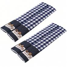 2 Pcs/Set Fresh Style Fridge Handle Covers, Modern Simple Linen Hook And Loop Anti-Dust Handle Sleeves For Microwave, Oven, Glass Door, Kitchen Decor, Home Decor, Farm House, All Seasons,Cute Stuff - Multicolor - View 12